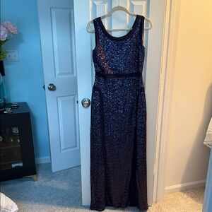 Sparkling Navy Sequin Maxi Dress